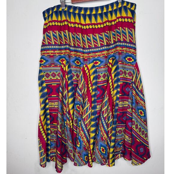 VTG Mix Nouveau Midi Skirt Aztec Print Boho Style Size: XL - Picture 2 of 3
